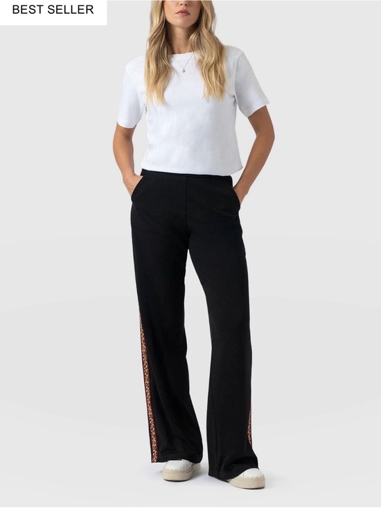 Saint + Sophia Pants - Victory Straight Leg Pant - Black - Leopard